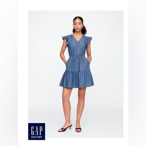 GAP Women's Blue V-Neck Mini Dress